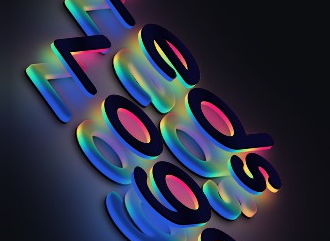Сделать 3D лого красивым шрифтом с эффектом градиент светодиодов
